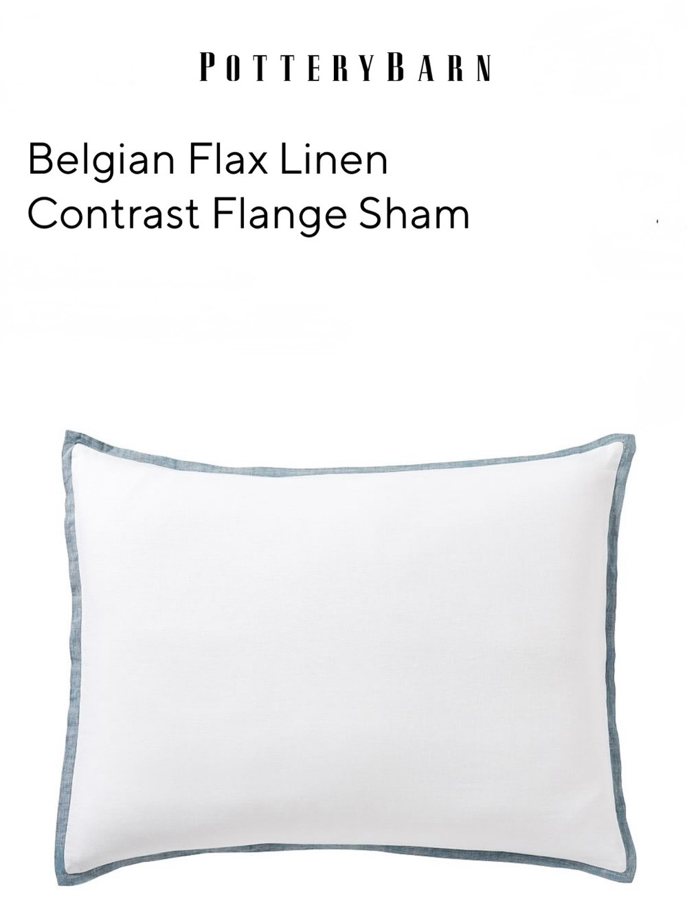 POTTERY BARN Standard Sham Belgian Flax Linen Contrast Flange